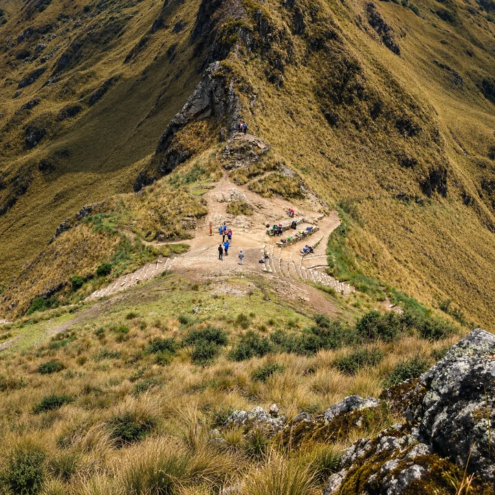 Hikers resting at Dead Woman’s Pass on the Inca Trail.