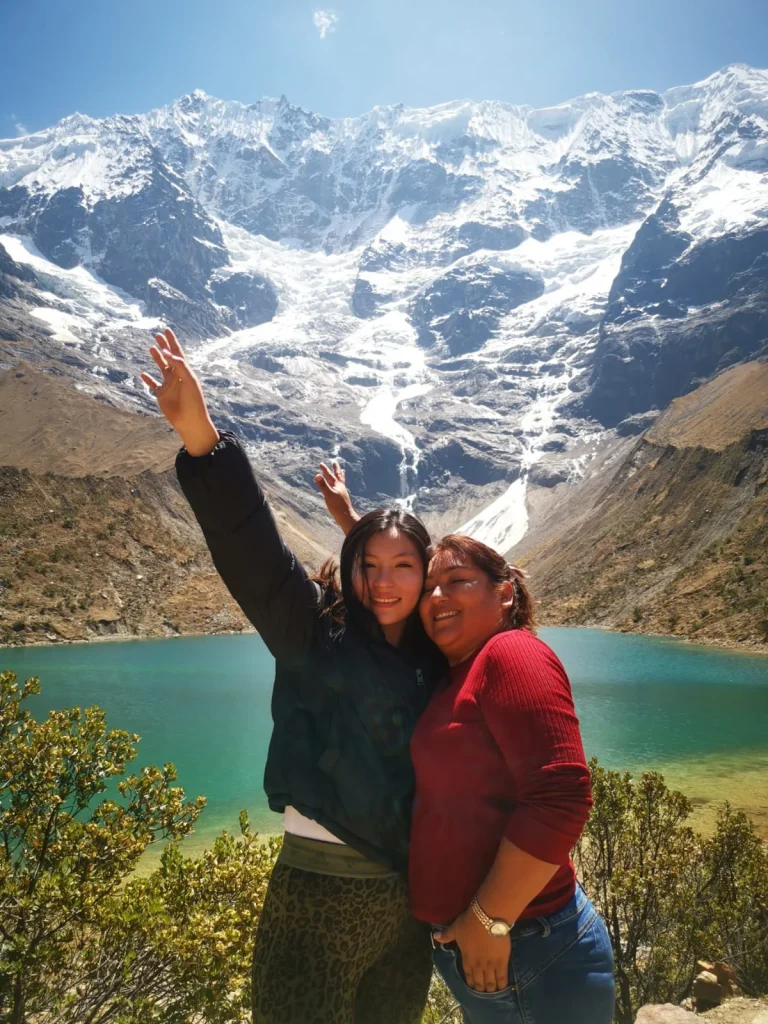 Humantay Lake trekking route Cusco Peru with mountain landscape