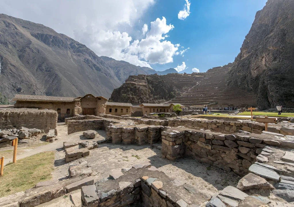 Ollantaytambo Inca ruins with massive stone terraces in the Sacred Valley Peru