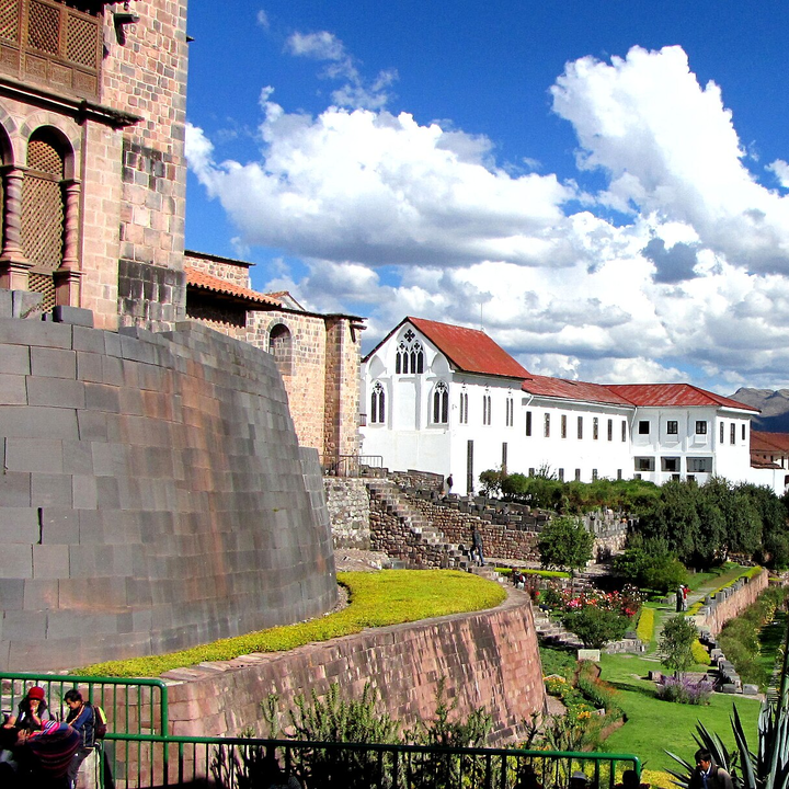 Qorikancha Temple of the Sun and gardens in central Cusco.