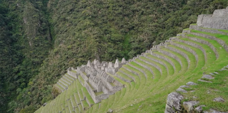 Wiñay Wayna archaeological site on Inca Trail to Machu Picchu Peru
