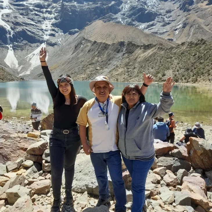 Humantay Lake near Salkantay mountain Cusco Peru panoramic view