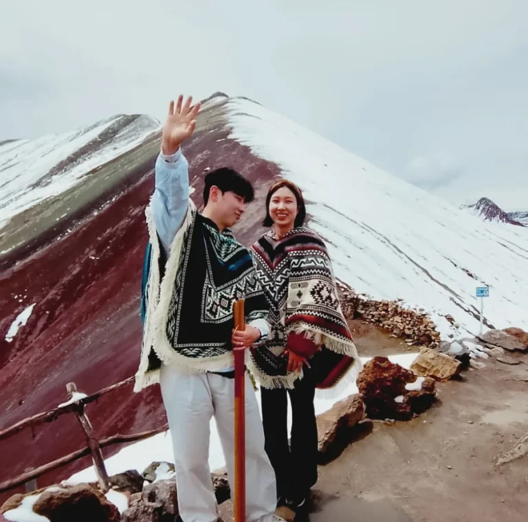 Rainbow Mountain Cusco Peru also known as the 7 color mountain scenic view