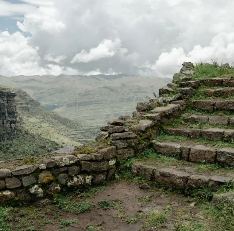 Waqrapukara Andes landscape Peru panoramic view of mountains and canyon